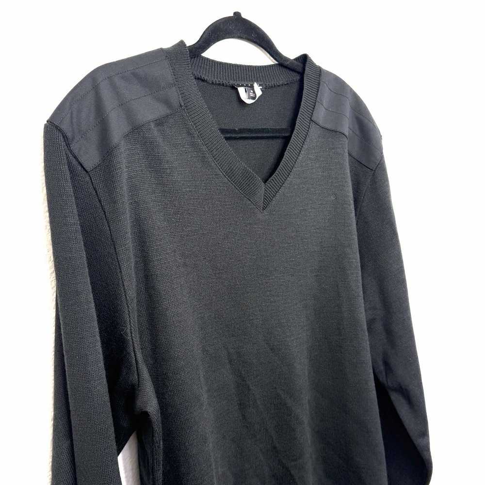 Fourmy by Cintas Men's Charcoal V Neck Sweater Medium Knit  Shoulder Epaulets XL - Picture 3 of 13